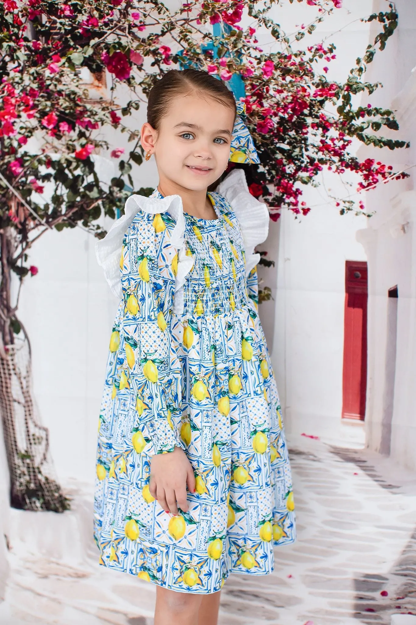 Girls Sicilian Lemon Print Dress