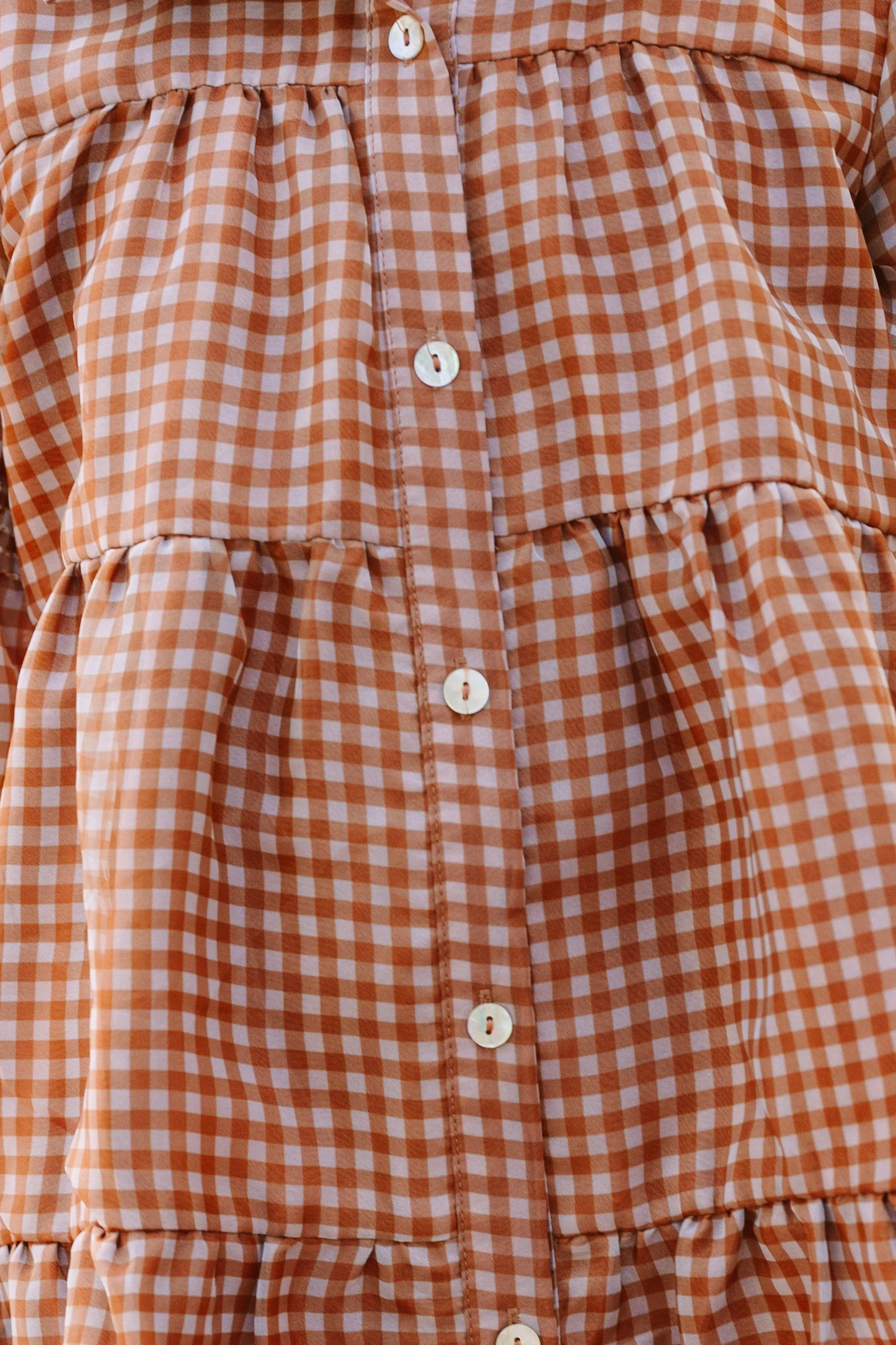 Chic Plaid Butterscotch Brown Dress for Girls - Stylish and Comfortable Design