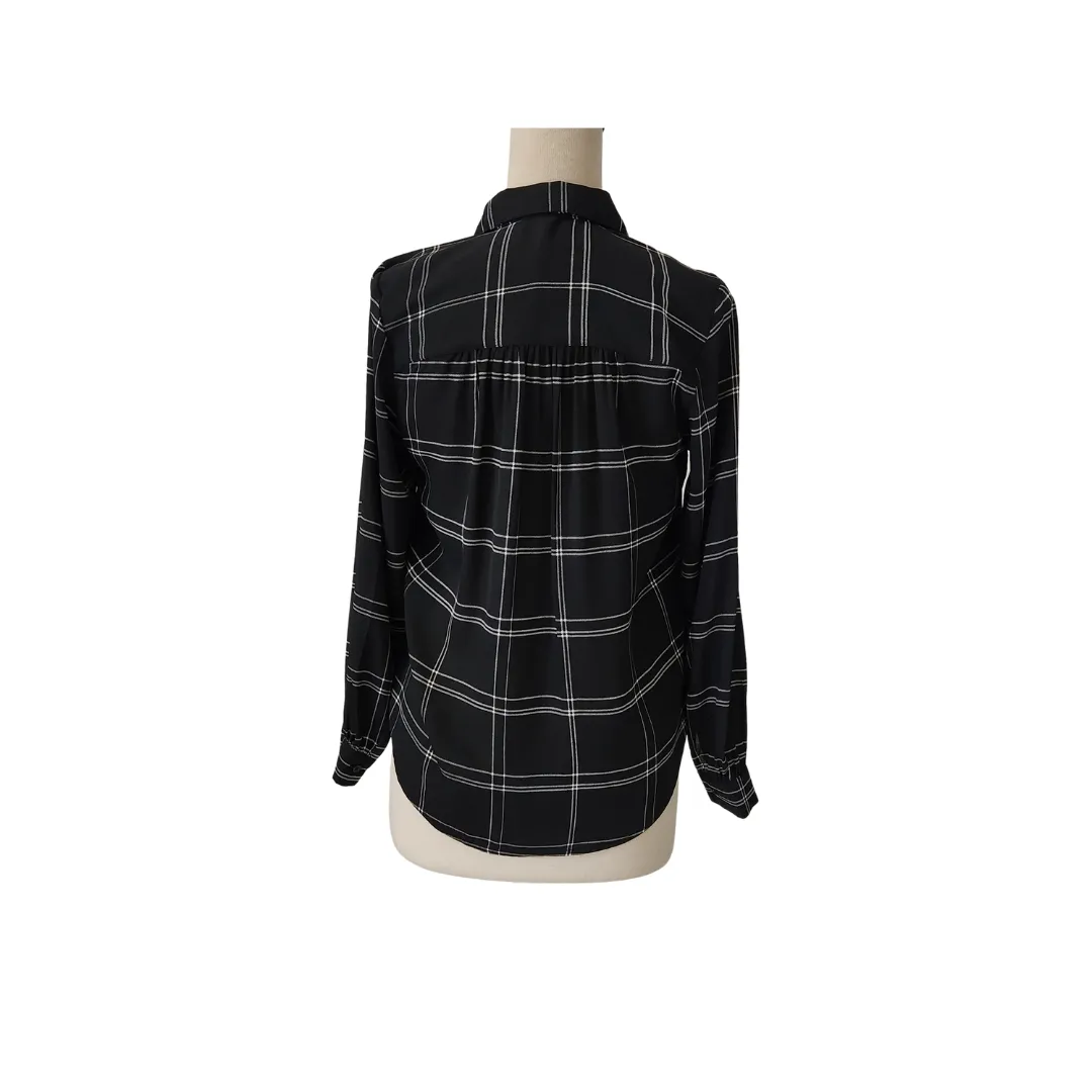 H&M Black and White Checked Collared Shirt | Like New |