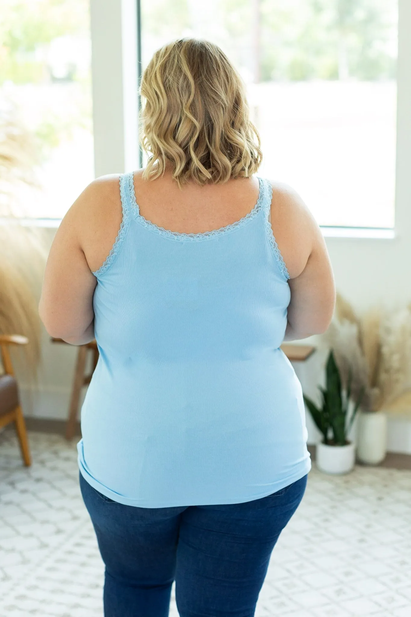 IN STOCK Lexi Lace Tank - Sky Blue