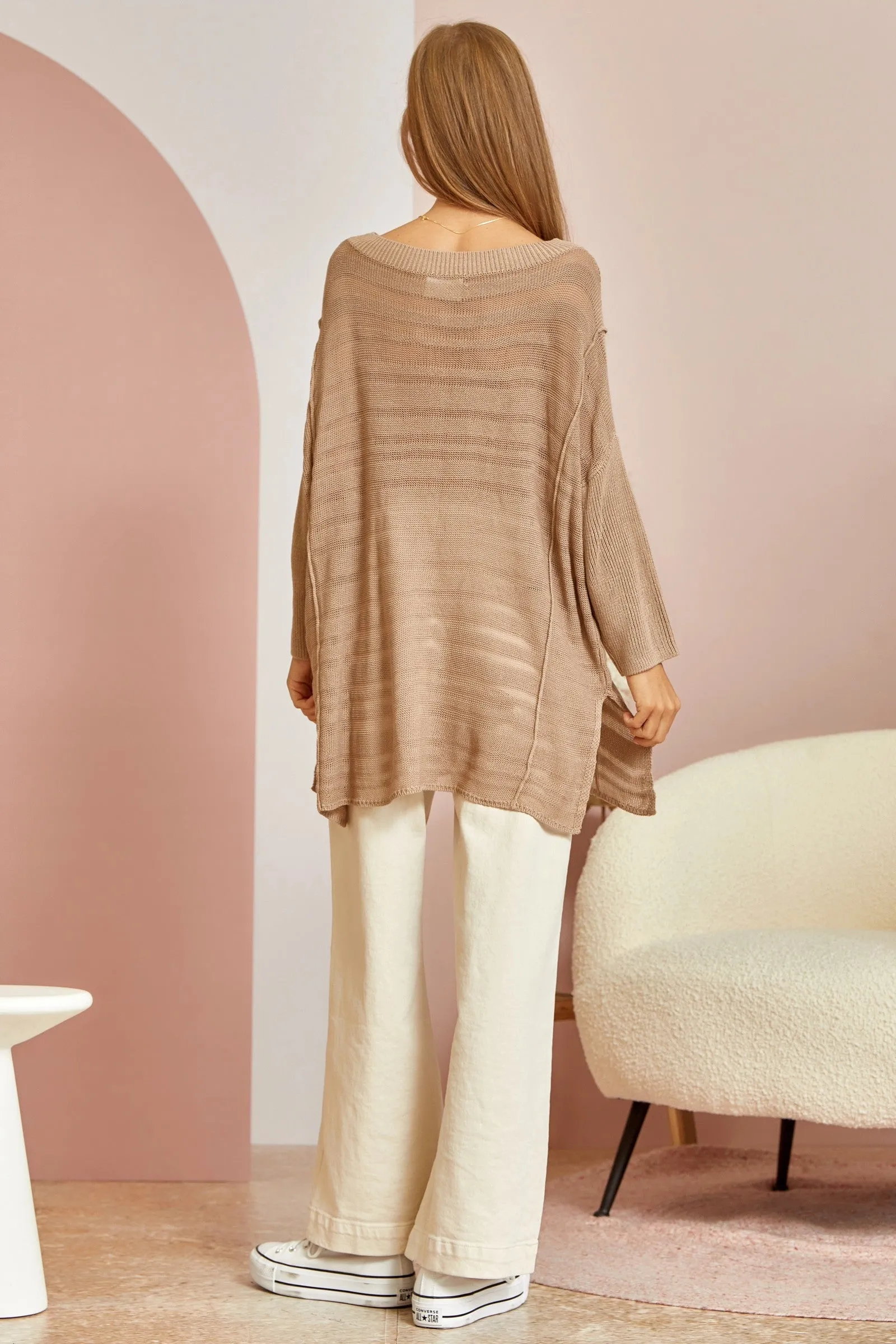 It's Worth It Tunic Sweater - Oatmeal