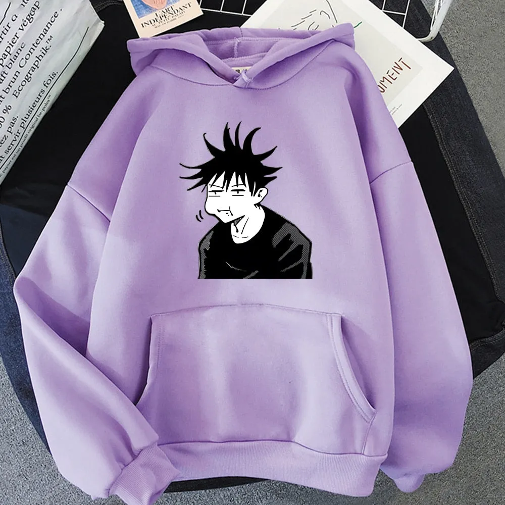 Jujutsu Kaisen Megumi Anime Sweatshirt Women Casual Hoodie Winter Fleece Streetwear Oversize