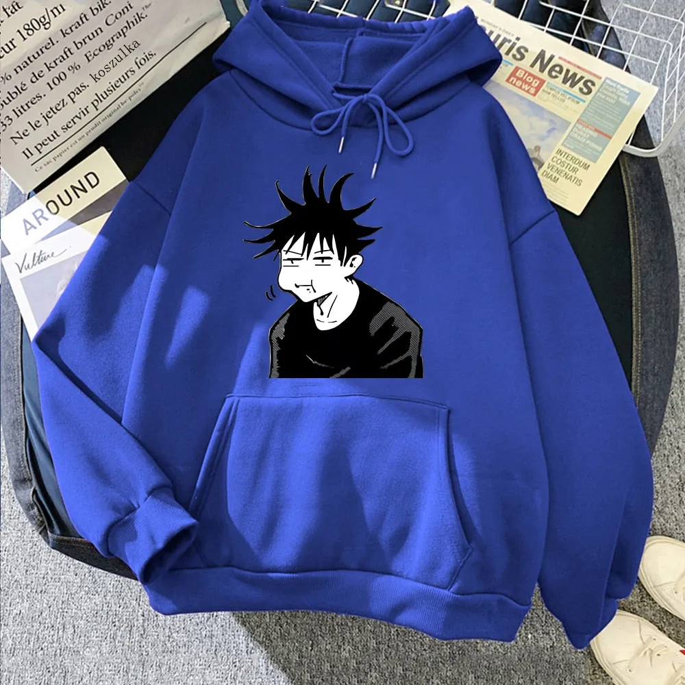 Jujutsu Kaisen Megumi Anime Sweatshirt Women Casual Hoodie Winter Fleece Streetwear Oversize