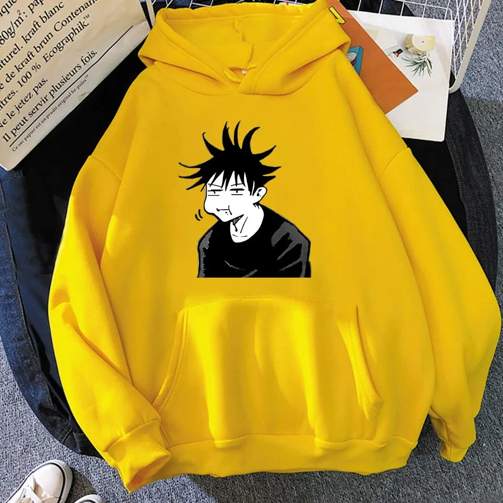 Jujutsu Kaisen Megumi Anime Sweatshirt Women Casual Hoodie Winter Fleece Streetwear Oversize