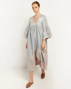 Kori Midi Linen Dress | Grey & Rose Gold