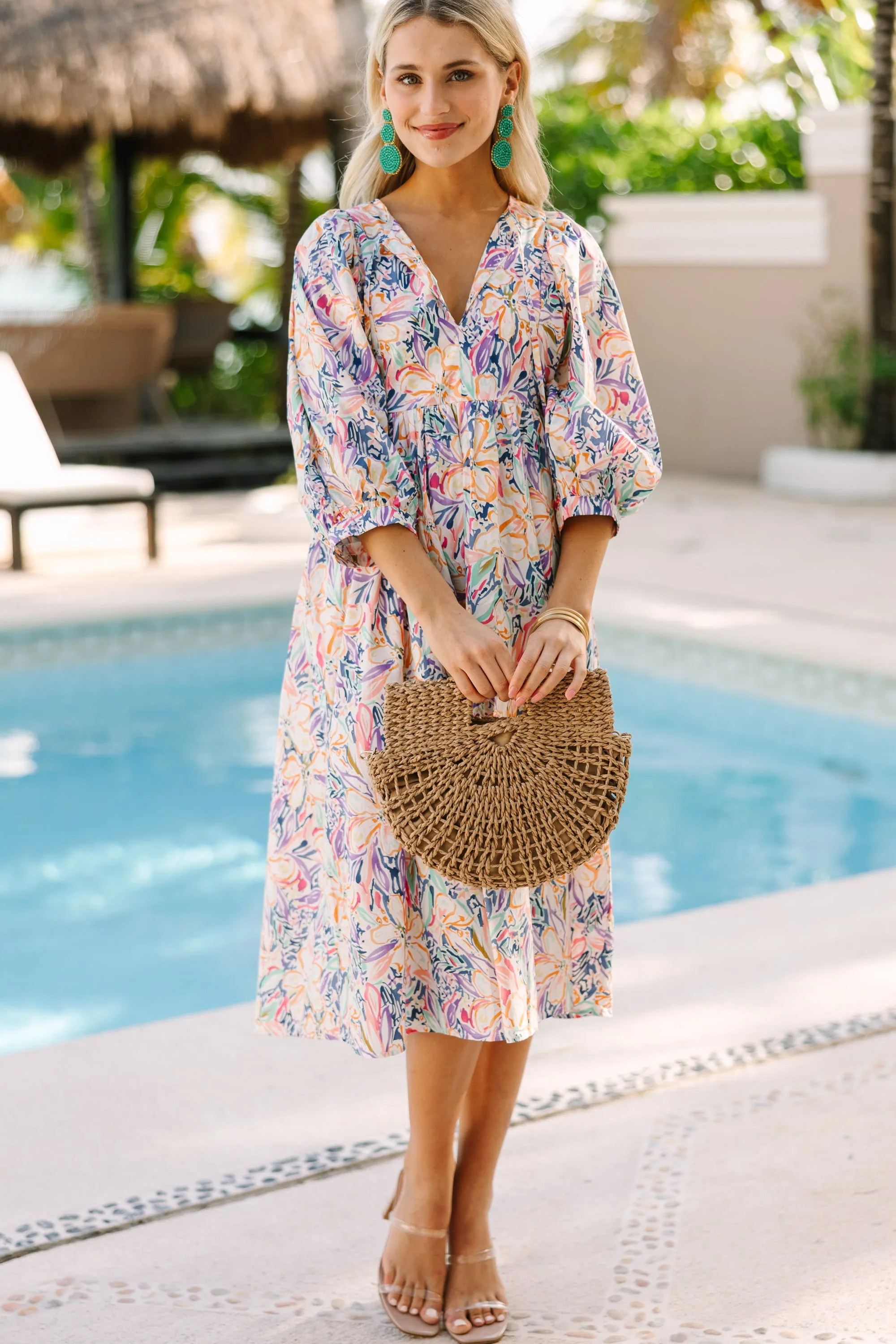 Life's A Dance Orange Floral Midi Dress