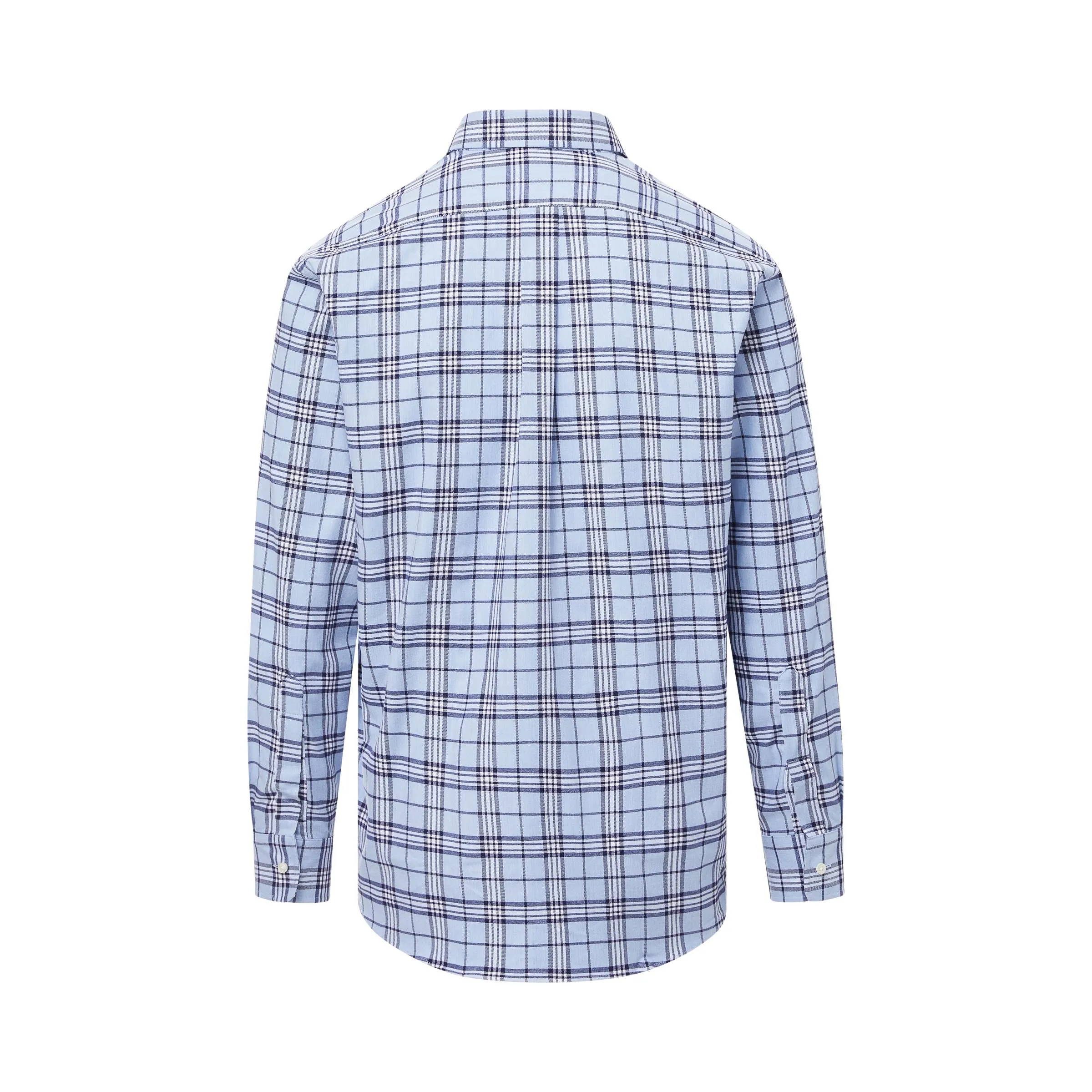 Long Sleeve Multi Sky Blue 'Heights' Classic Plaid Shirt with Magnetic Closures