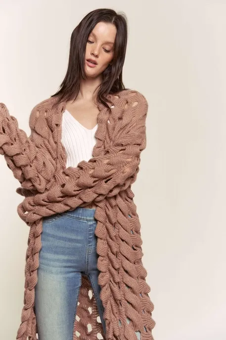 Loop Knit Open Cardigan