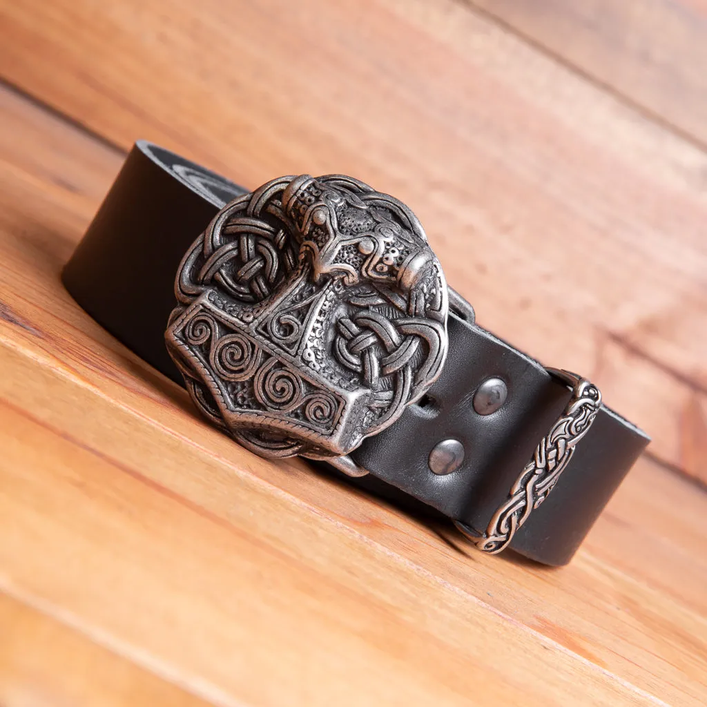 Mjolnir (Thor's Hammer) Black Belt and Buckle