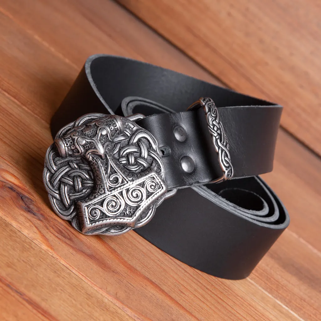 Mjolnir (Thor's Hammer) Black Belt and Buckle