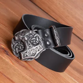 Mjolnir (Thor's Hammer) Black Belt and Buckle