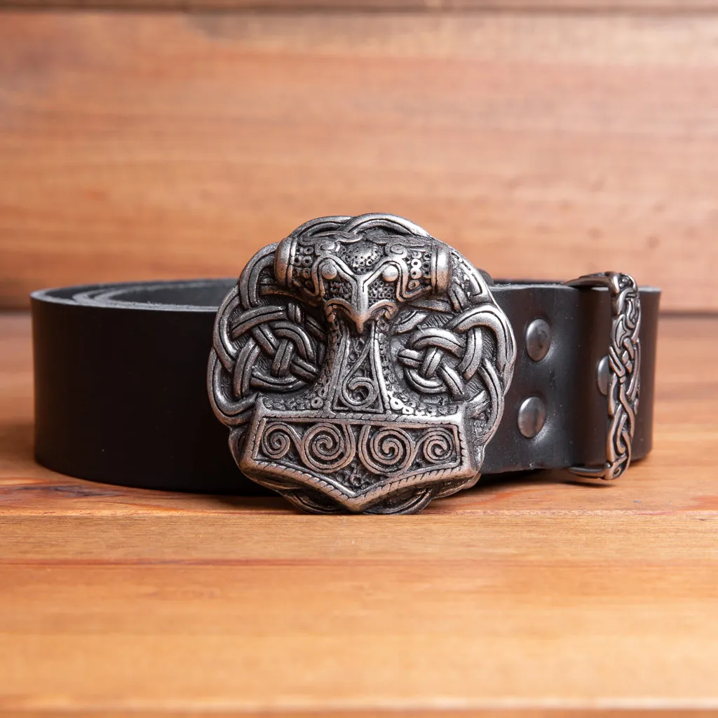 Mjolnir (Thor's Hammer) Black Belt and Buckle