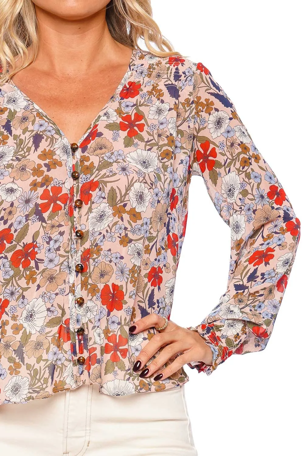 Neha Floral Button Down Top