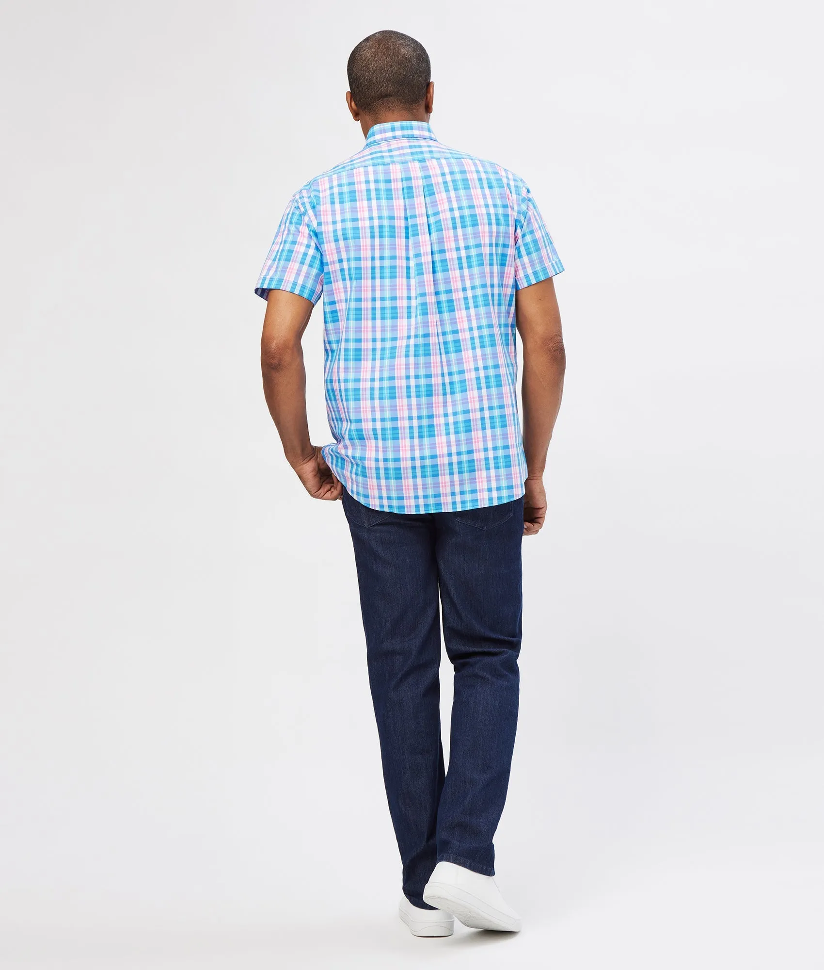 Pink Multi Poplin Short Sleeve ‘Athens’ Casual Shirt with Magnetic Closures