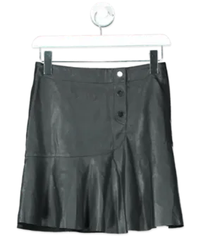 Pinko Black Faux Leather Button Down Skirt UK 6