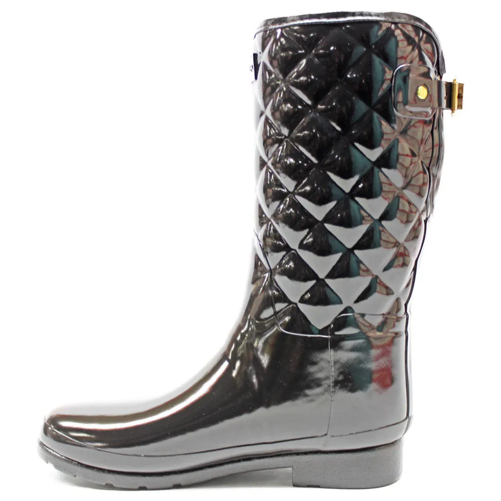 Refined Gloss Rubber Quilt Women's Short Wellington Boots