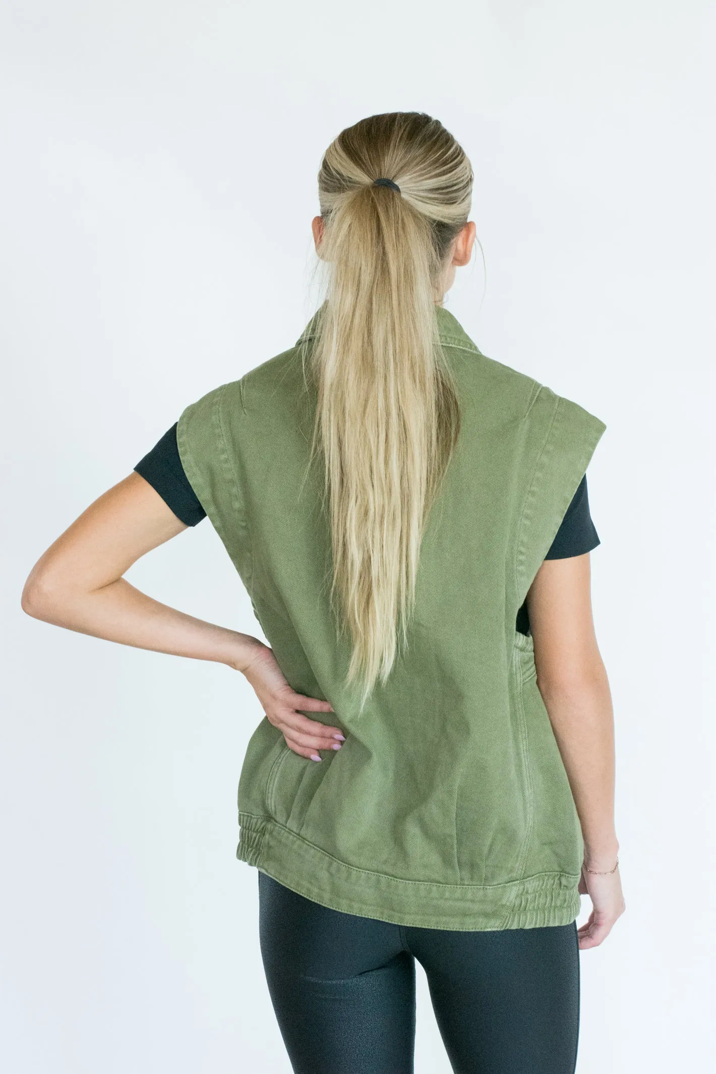 Seize the Day Olive Washed Denim Vest