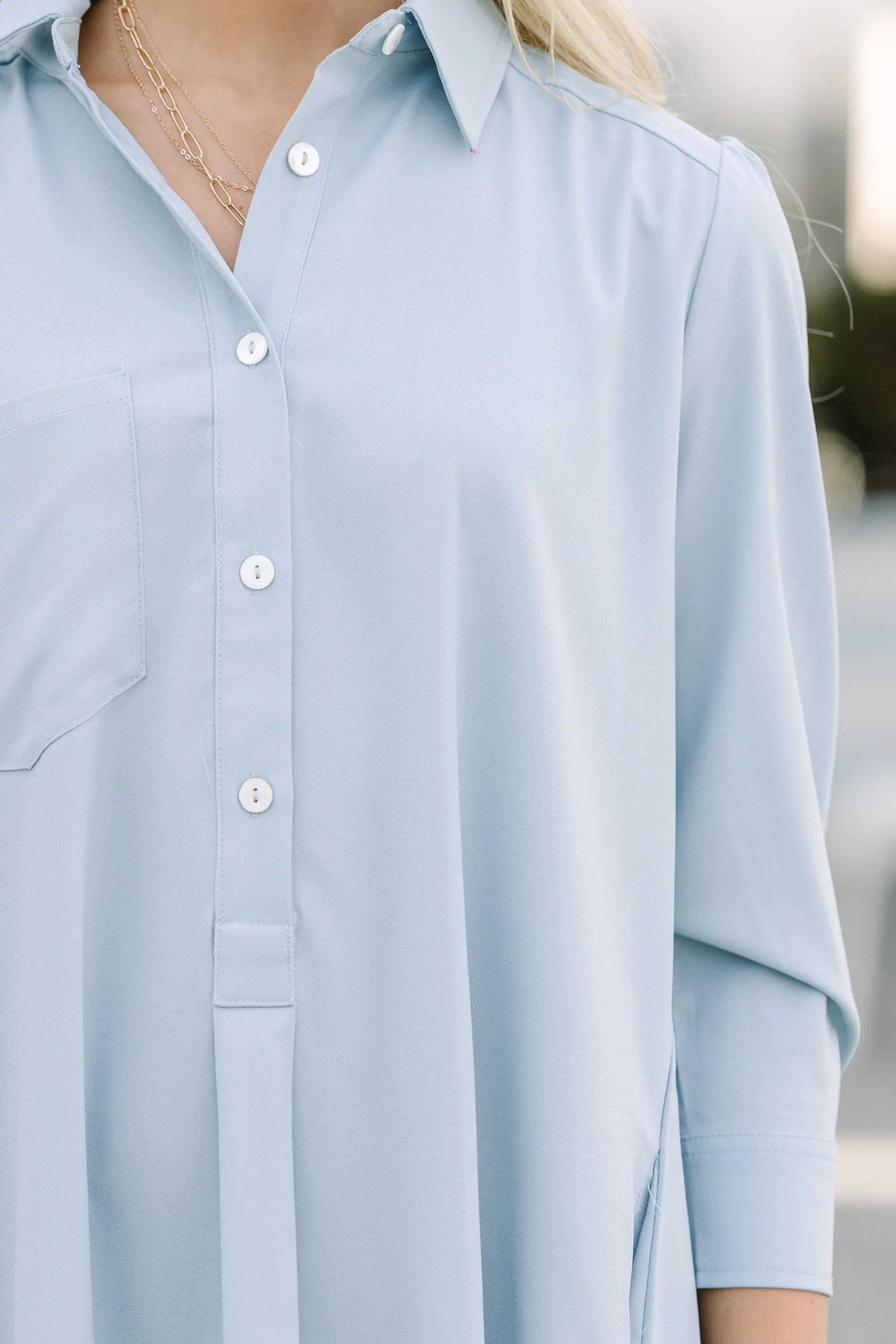 Share Your Story Light Blue Shirt Dress