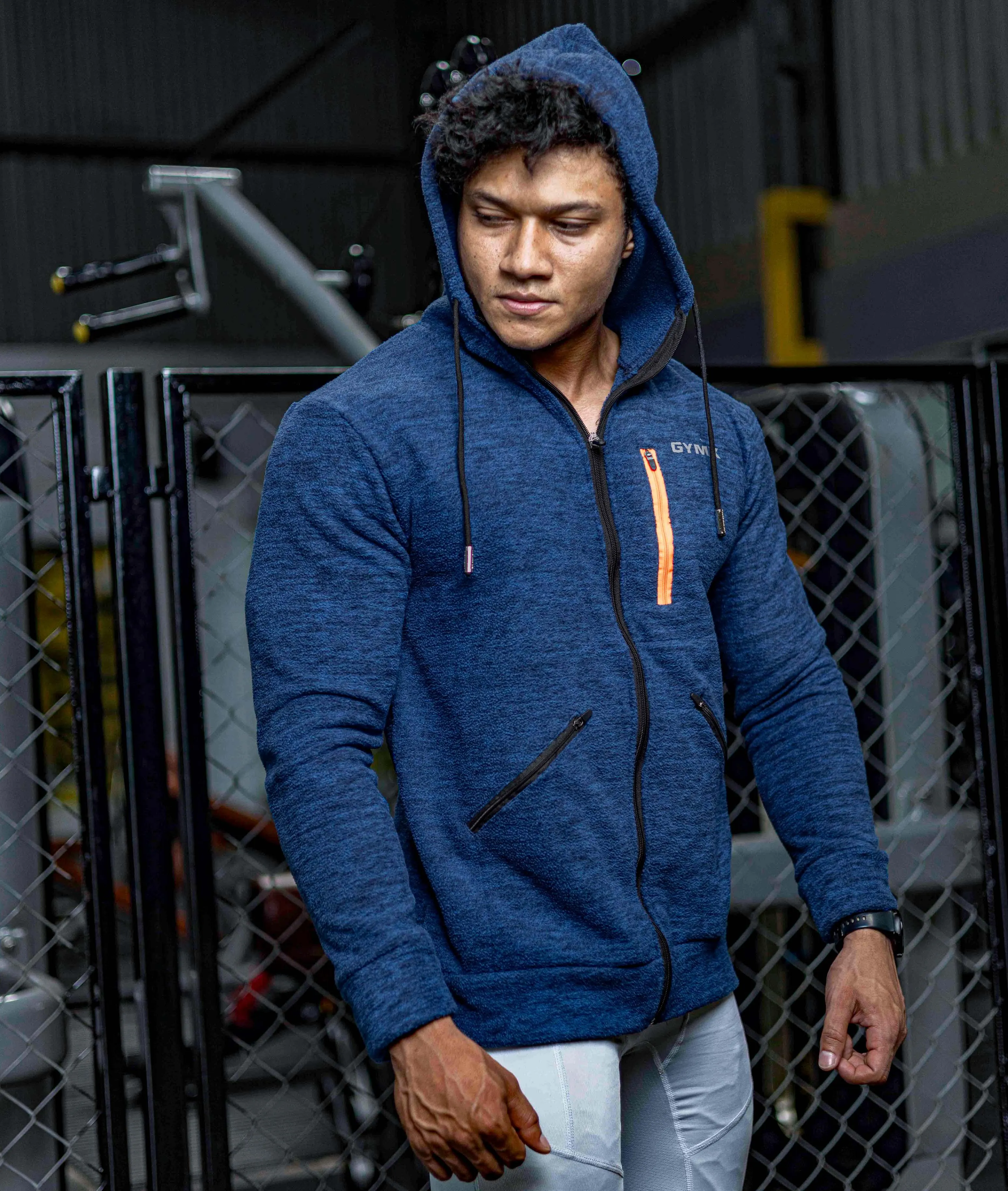 Sherpa Fleece Fluffy GymX Hoodie- Electric Blue