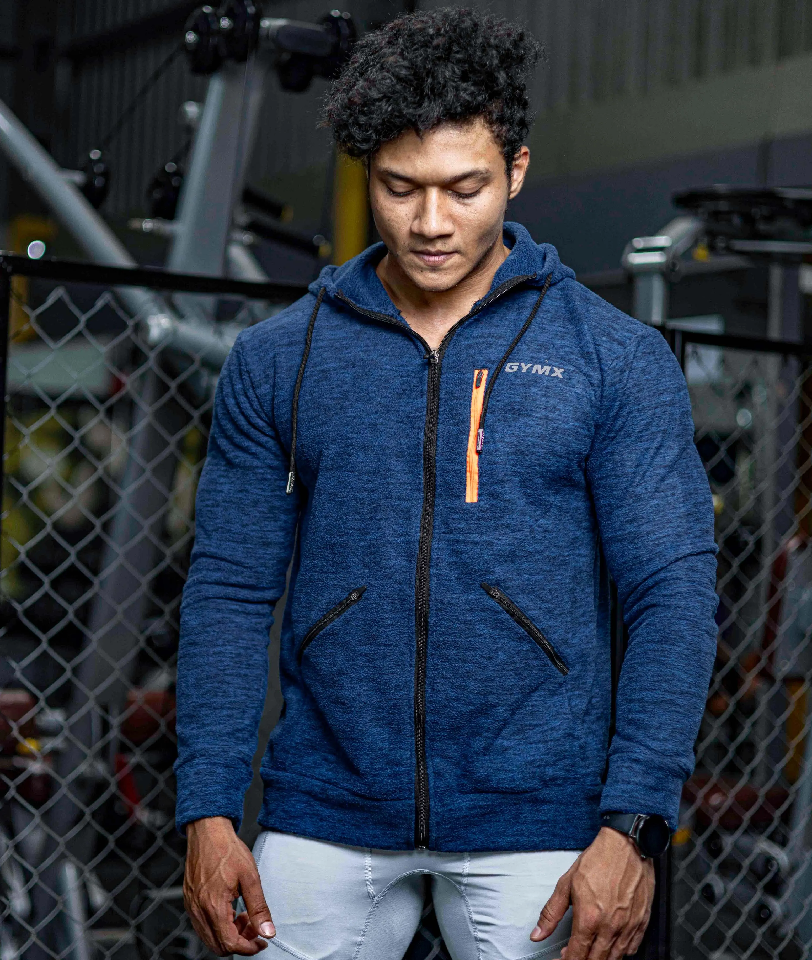 Sherpa Fleece Fluffy GymX Hoodie- Electric Blue