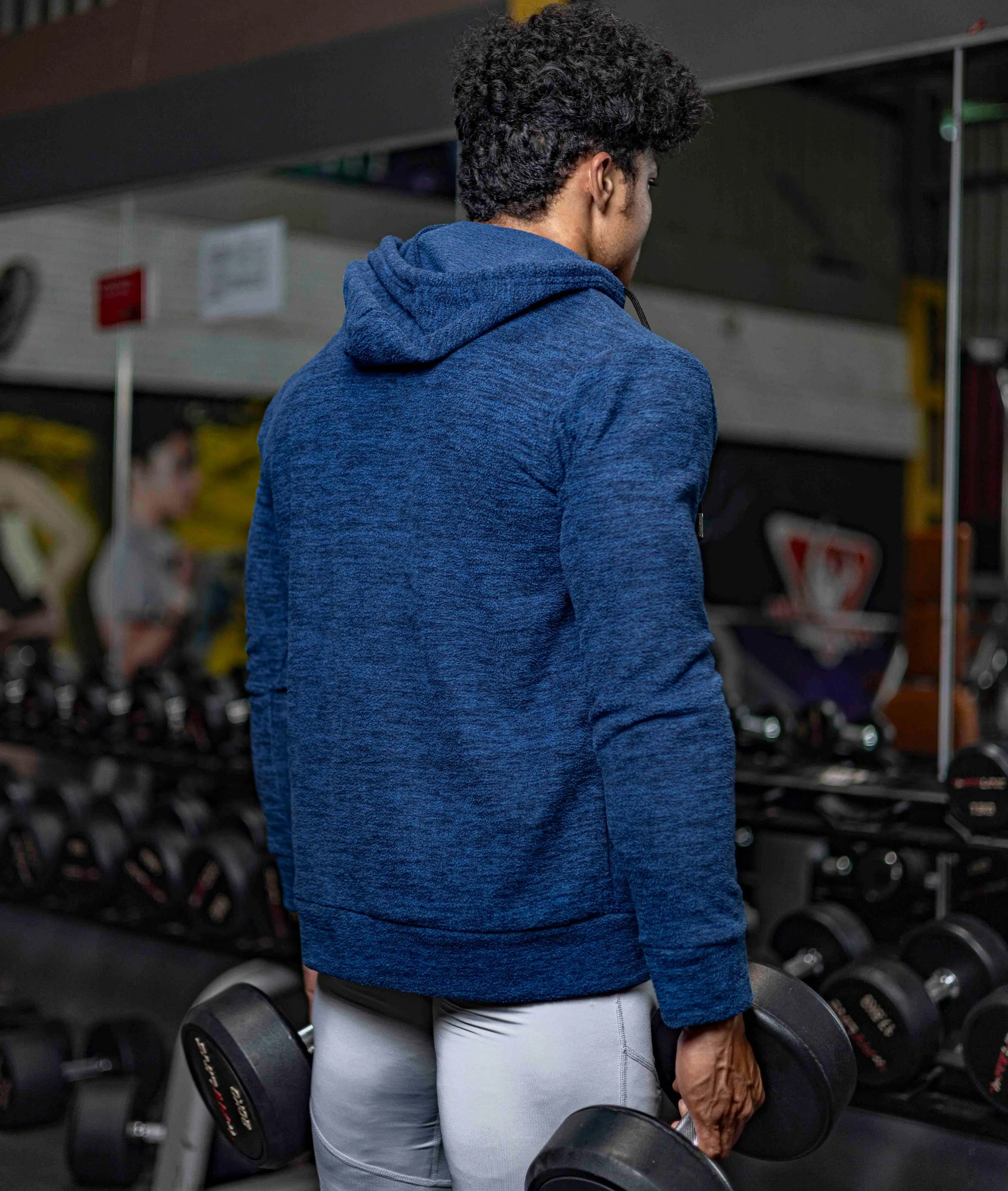 Sherpa Fleece Fluffy GymX Hoodie- Electric Blue