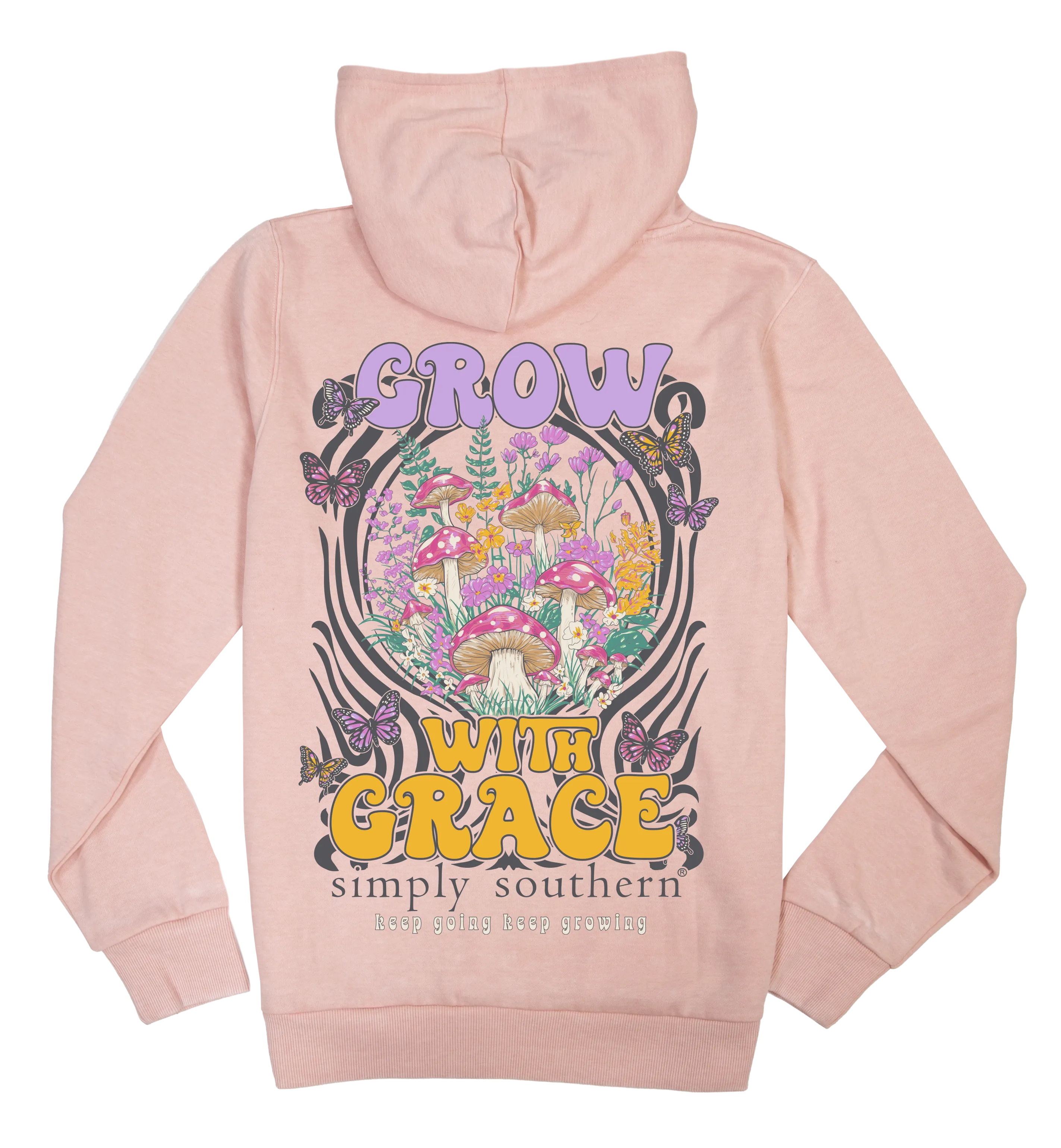 Simply Southern 'Grow with Grace' Mushroom, Flower, and Butterfly Hoodie in