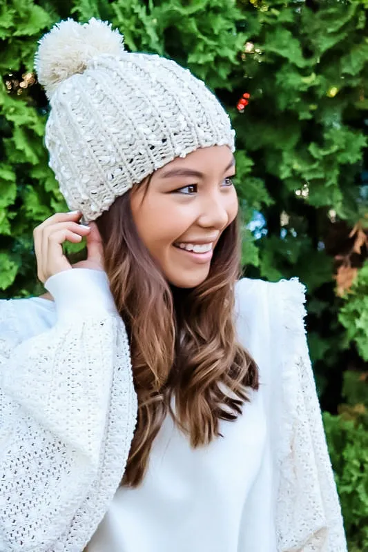 Snow Bunny Pom-Pom Beanie