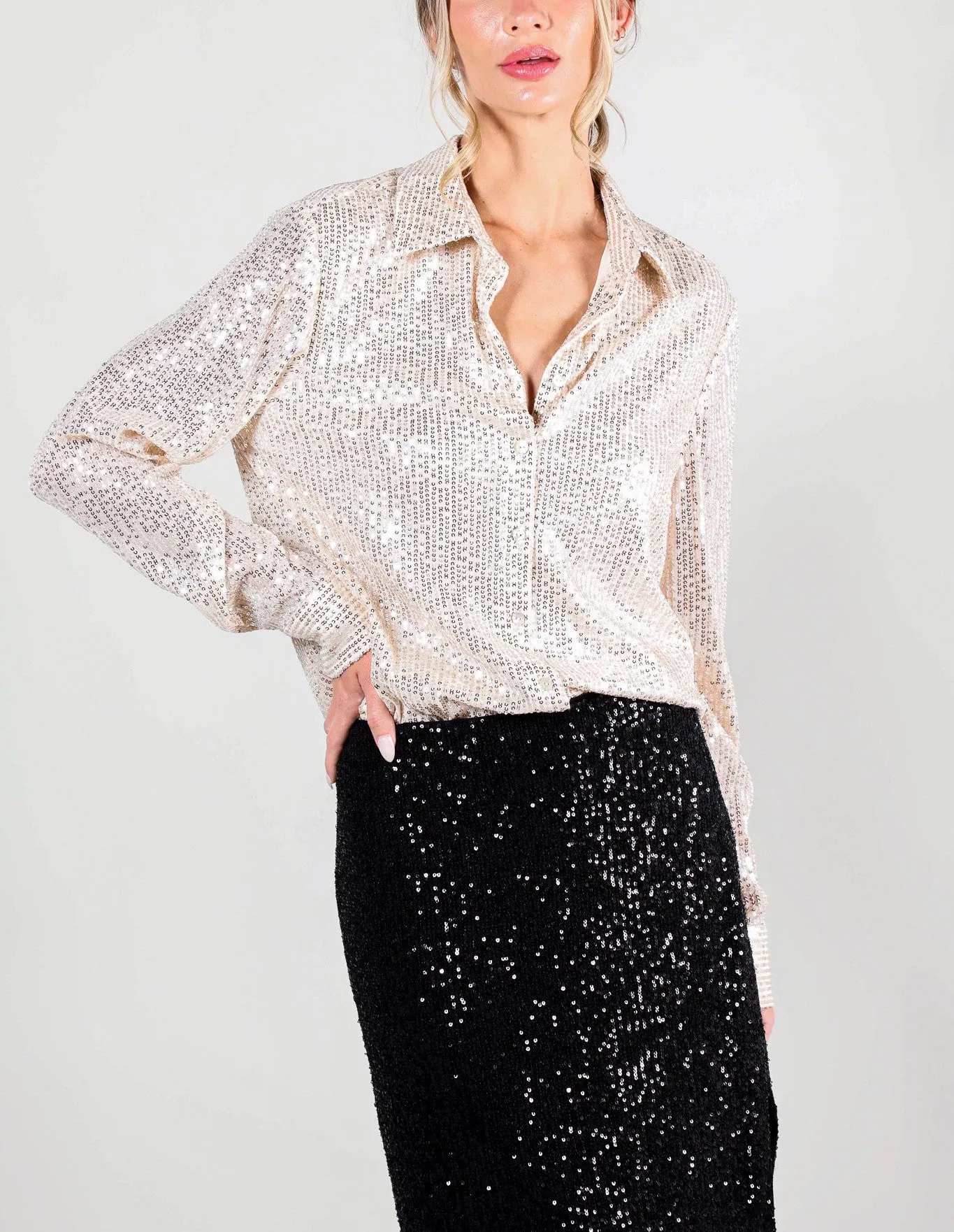 Sonia Button Down Sequin Top