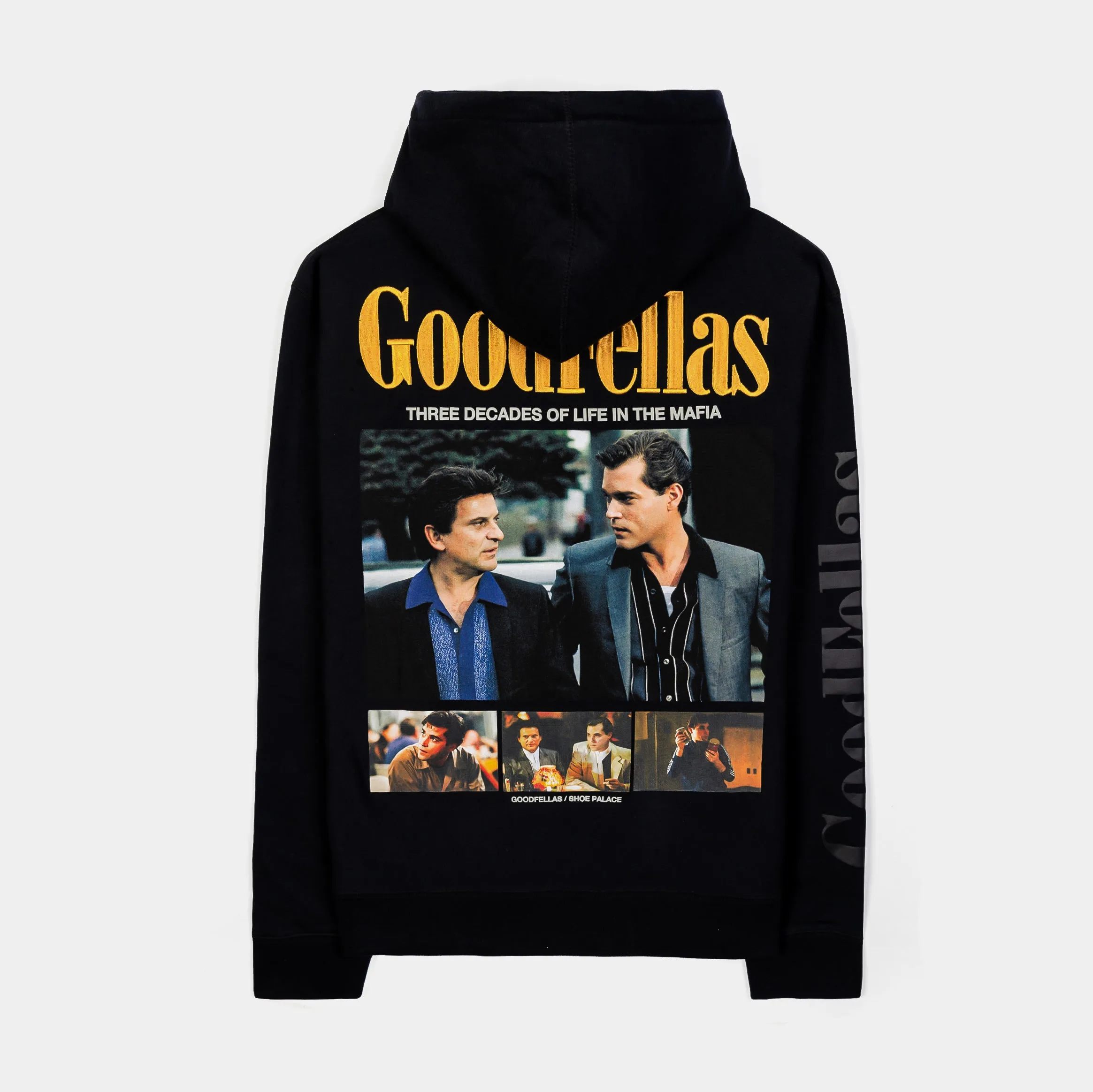 SP x Goodfellas Mens Pullover Hoodie - Black with Yellow Portrait Design