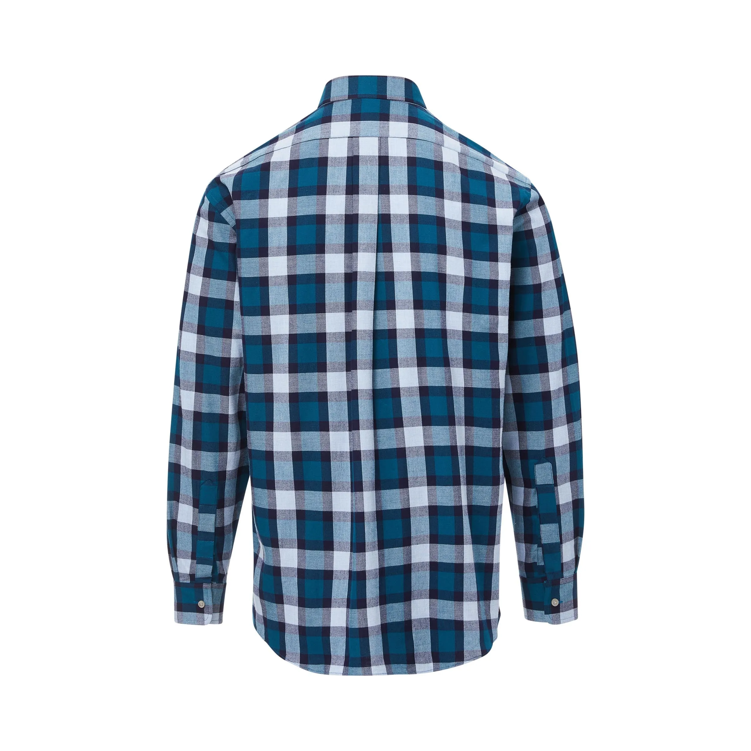 Teal and Green Check Button Down Flannel Long Sleeve Shirt with Magnetic Closures