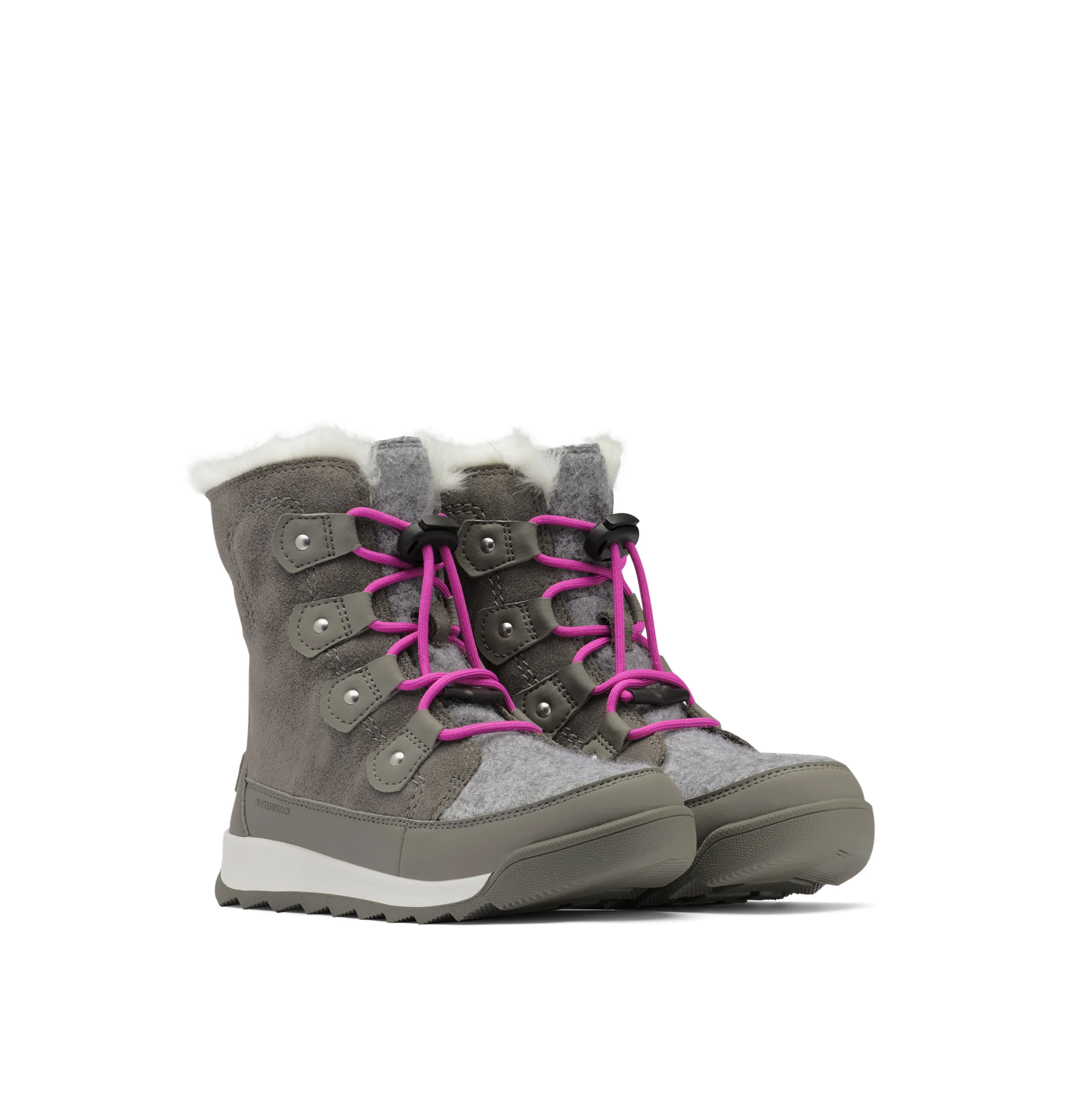 Whitney II Kid's Lined Waterproof Boot - Quarry/Bright Lavender