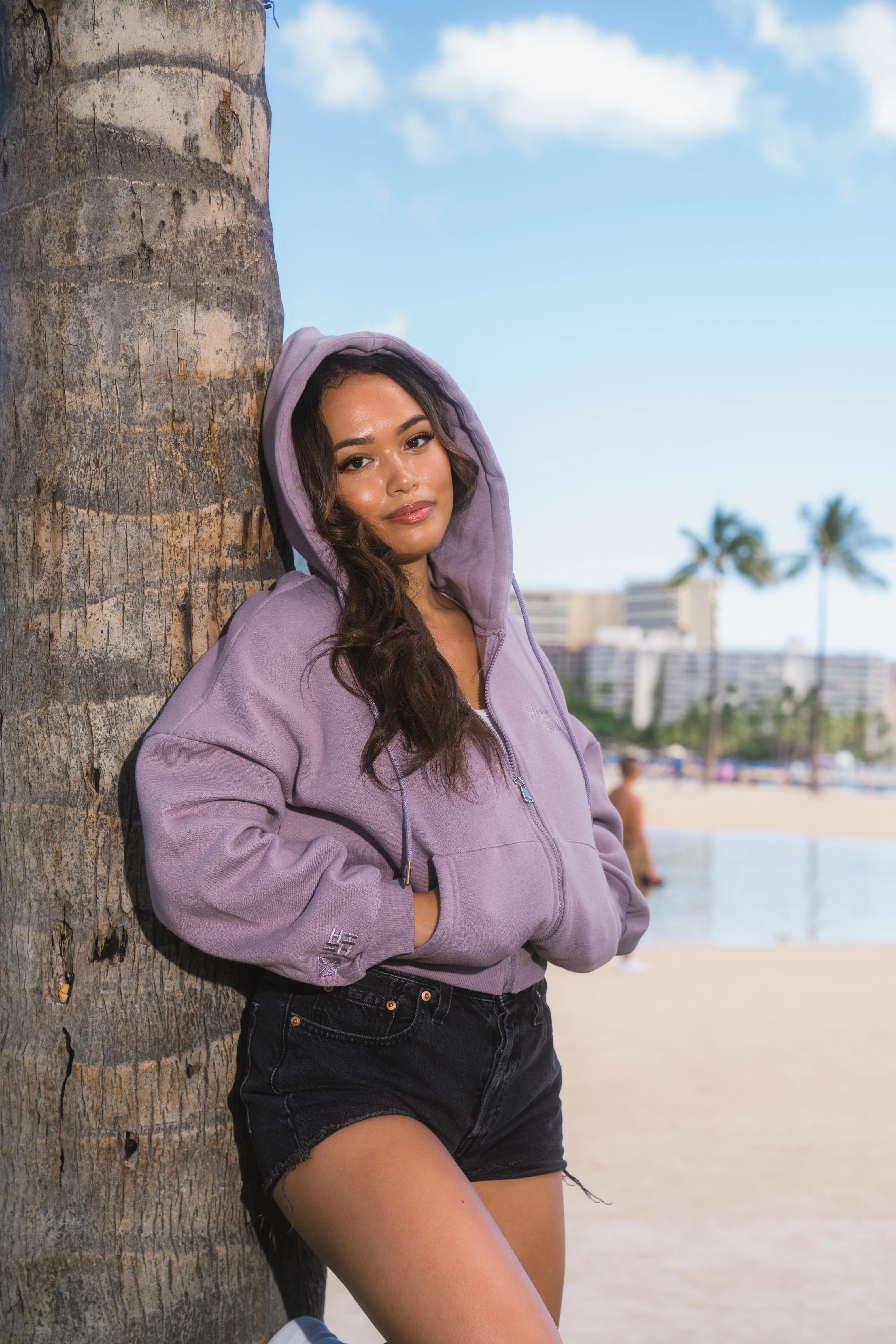 WOMEN'S MAUVE PURPLE SLOUCH HOODIE