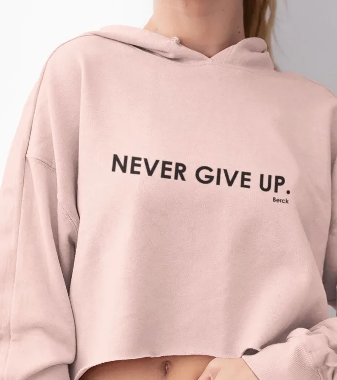 Women’s Never Give Up Graphic Crop Hoodie Lightweight Fleece