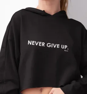 Women’s Never Give Up Graphic Crop Hoodie Lightweight Fleece