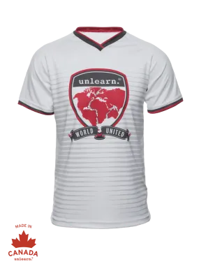 World United 7  Billion - Gender Neutral White V-Neck Jersey