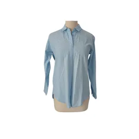 ZARA Light Blue Cotton with Rhinestones Collared Shirt | Pre Loved |